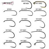 Vampfly 50 buc/pachet Cârlig de legare a muștelor pentru pescuit cu ghimpat și fără ghimpate Nimfe Pupa Ouă Mușcă uscată Mușcă umedă Cârlig unghi de 60° Jig Nimfă