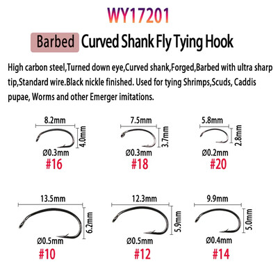 Vampfly 50 buc/pachet Cârlig de legare a muștelor pentru pescuit cu ghimpat și fără ghimpate Nimfe Pupa Ouă Mușcă uscată Mușcă umedă Cârlig unghi de 60° Jig Nimfă