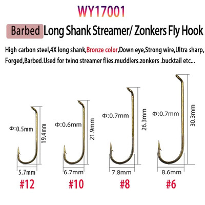 Vampfly 50 buc/pachet Cârlig de legare a muștelor pentru pescuit cu ghimpat și fără ghimpate Nimfe Pupa Ouă Mușcă uscată Mușcă umedă Cârlig unghi de 60° Jig Nimfă