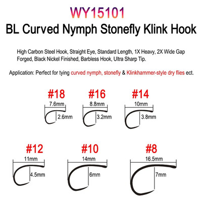 Vampfly 50 buc/pachet Cârlig de legare a muștelor pentru pescuit cu ghimpat și fără ghimpate Nimfe Pupa Ouă Mușcă uscată Mușcă umedă Cârlig unghi de 60° Jig Nimfă