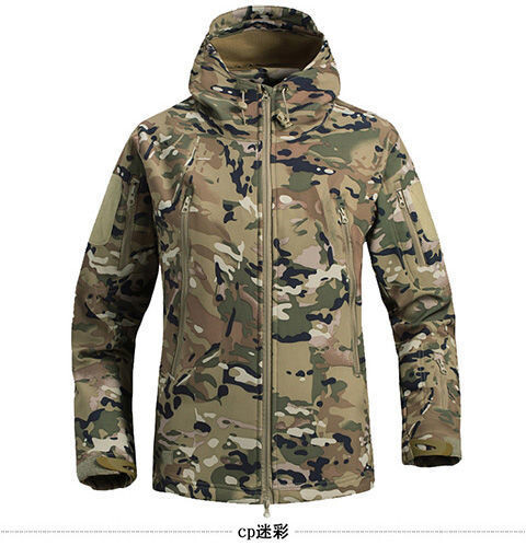 Pánska/Dámska/Jesenná/Zimná Plus Velvet zahustená nepremokavá maskáčová taktická turistická bunda Soft Shell Shark Skin vrchné oblečenie