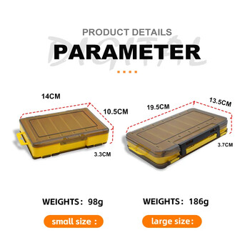 Αδιάβροχο κιβώτιο ειδών ψαρέματος, κουτιά οργάνωσης δολωμάτων αποθήκευσης γάντζου ψαριών, δοχείο διπλής στρώσης, φορητό εργαλείο βαλίτσας θήκης