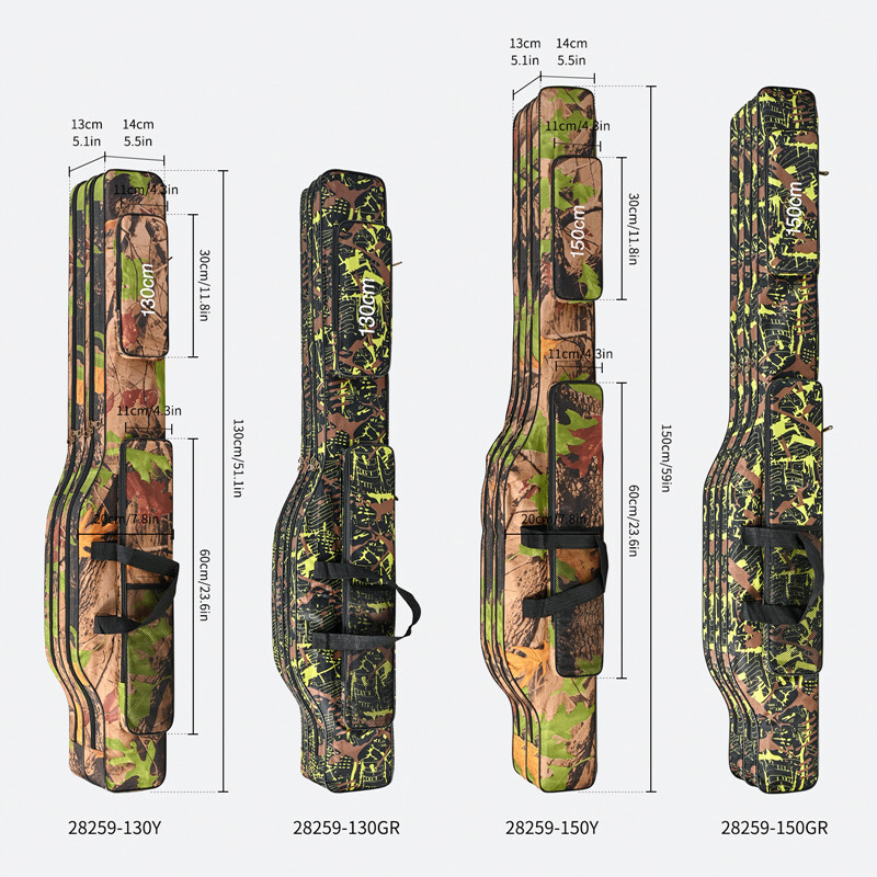 1,3 m/1,5 m dvoslojna sklopiva velika trbušna torba za morski ribolov, dvoslojna torba za štap za pecanje preko ramena, komplet alata za ribolov na otvorenom