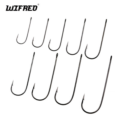 Wifreo 50PCS Aberdeen Long Shank Fish Hook Ringed Eye Bass Trout FreshWater Куки за морски риболов Sabiki Rig Streamer Fly Hook