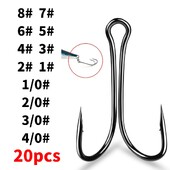 20 komada Dvostruke udice za ribolov Dvostruke udice Bodljikavi visokougljični čelik Meki mamac Pribor za ribolov na pučini