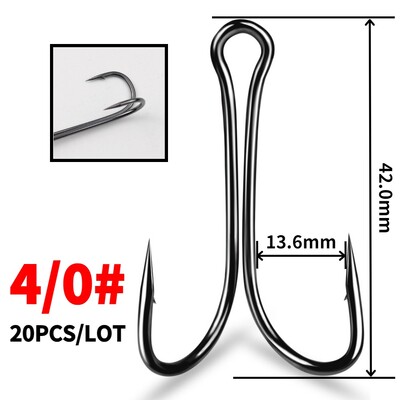 20 komada Dvostruke udice za ribolov Dvostruke udice Bodljikavi visokougljični čelik Meki mamac Pribor za ribolov na pučini