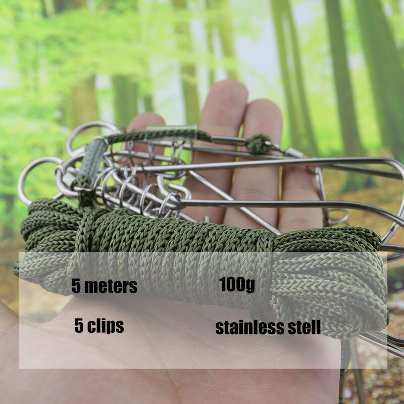 5-metrová šnúrka na krk Kukan Carp Fishing Accessories Nerezová oceľ Sea River Fish Lock Lock Lock Outdoor Sport Fishing Guide