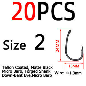 ICERIO 20 kom Bent Eye Wide Gape udica za ribolov šarana Matt crne bodljikave iskočne udice od visokougljičnog čelika