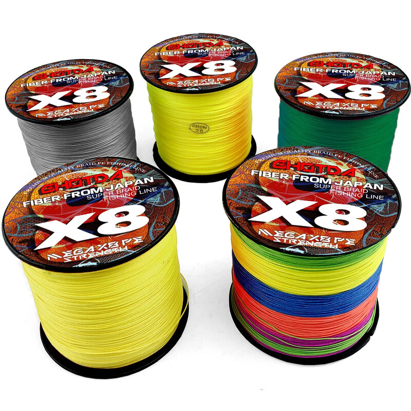 Pletený PE vlasec X16/8 300-100m s dutým jadrom, viacvláknový drôt, priemer: 0,14-0,80 mm, skúška pevnosti: 8,2 kg-91 kg