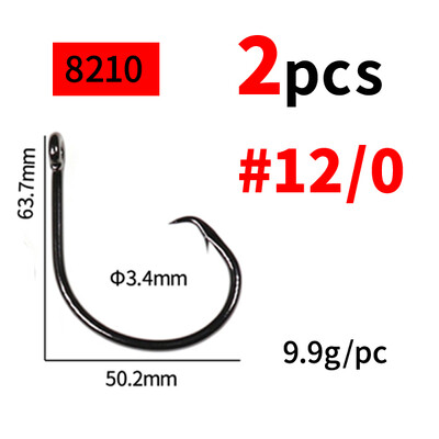 Elllv 8/0 - 14/0 3X jaka kružna udica sa slanom vodom, otporna na koroziju, velika ribolovna udica za Snapper Tuna Shark