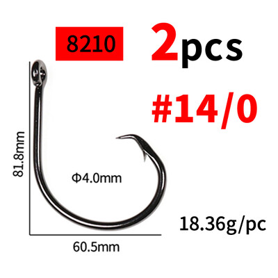 Elllv 8/0 - 14/0 3X jaka kružna udica sa slanom vodom, otporna na koroziju, velika ribolovna udica za Snapper Tuna Shark