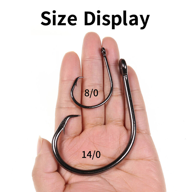 Elllv 8/0 - 14/0 3X jaka kružna udica sa slanom vodom, otporna na koroziju, velika ribolovna udica za Snapper Tuna Shark