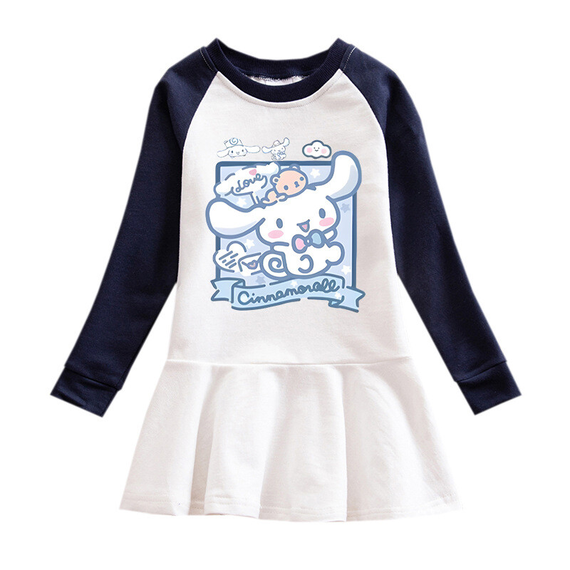 2024., nova korejska haljina za djevojčice za proljeće i jesen, crtana mrežasta suknja dugih rukava Dječja modna suknja princeze