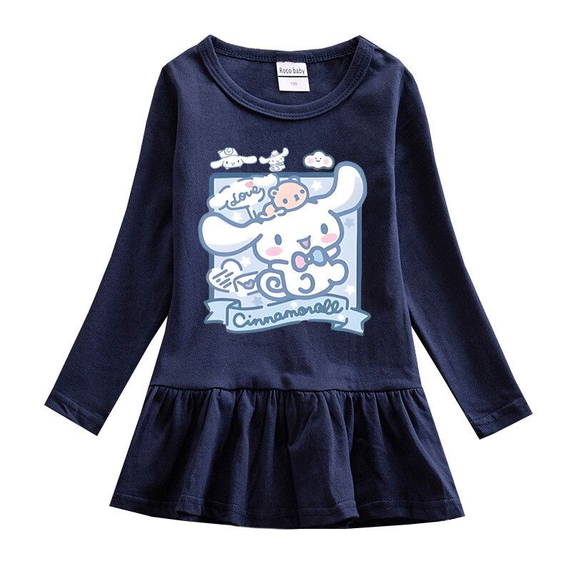 2024., nova korejska haljina za djevojčice za proljeće i jesen, crtana mrežasta suknja dugih rukava Dječja modna suknja princeze