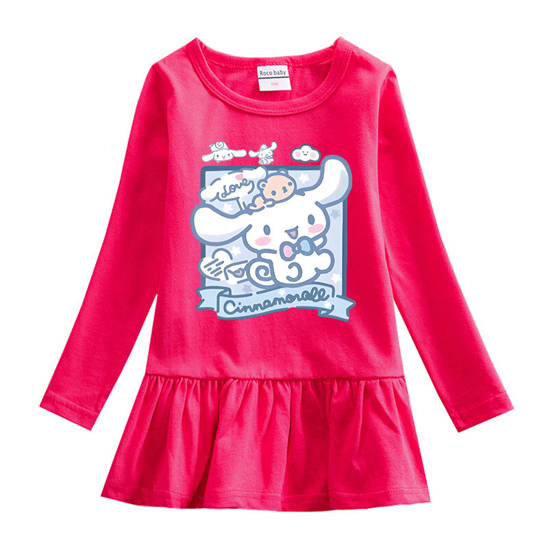 2024., nova korejska haljina za djevojčice za proljeće i jesen, crtana mrežasta suknja dugih rukava Dječja modna suknja princeze