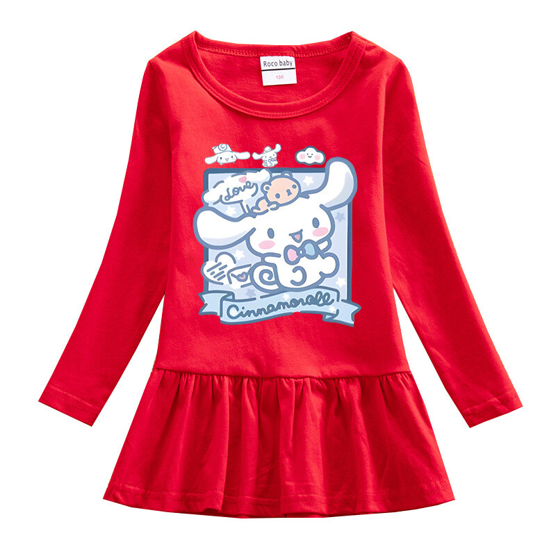 2024., nova korejska haljina za djevojčice za proljeće i jesen, crtana mrežasta suknja dugih rukava Dječja modna suknja princeze