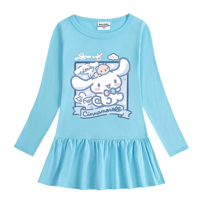 2024., nova korejska haljina za djevojčice za proljeće i jesen, crtana mrežasta suknja dugih rukava Dječja modna suknja princeze