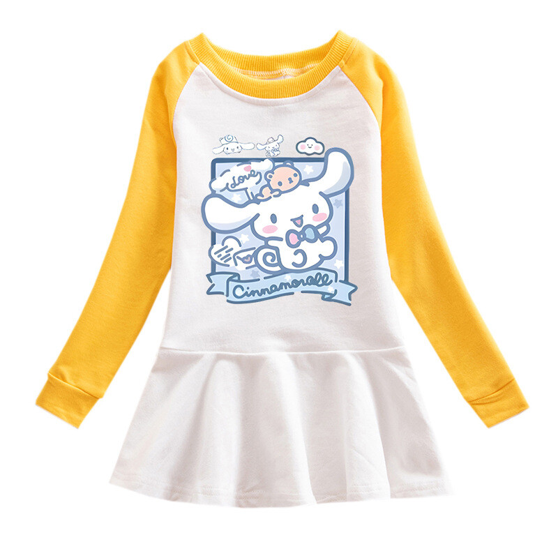 2024., nova korejska haljina za djevojčice za proljeće i jesen, crtana mrežasta suknja dugih rukava Dječja modna suknja princeze