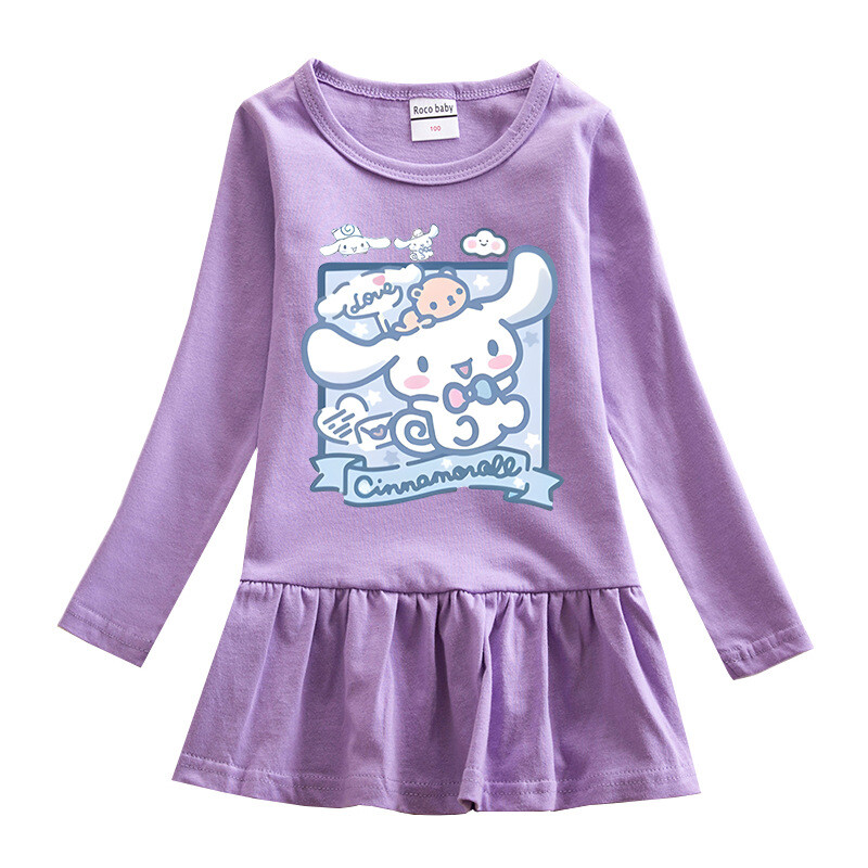 2024., nova korejska haljina za djevojčice za proljeće i jesen, crtana mrežasta suknja dugih rukava Dječja modna suknja princeze