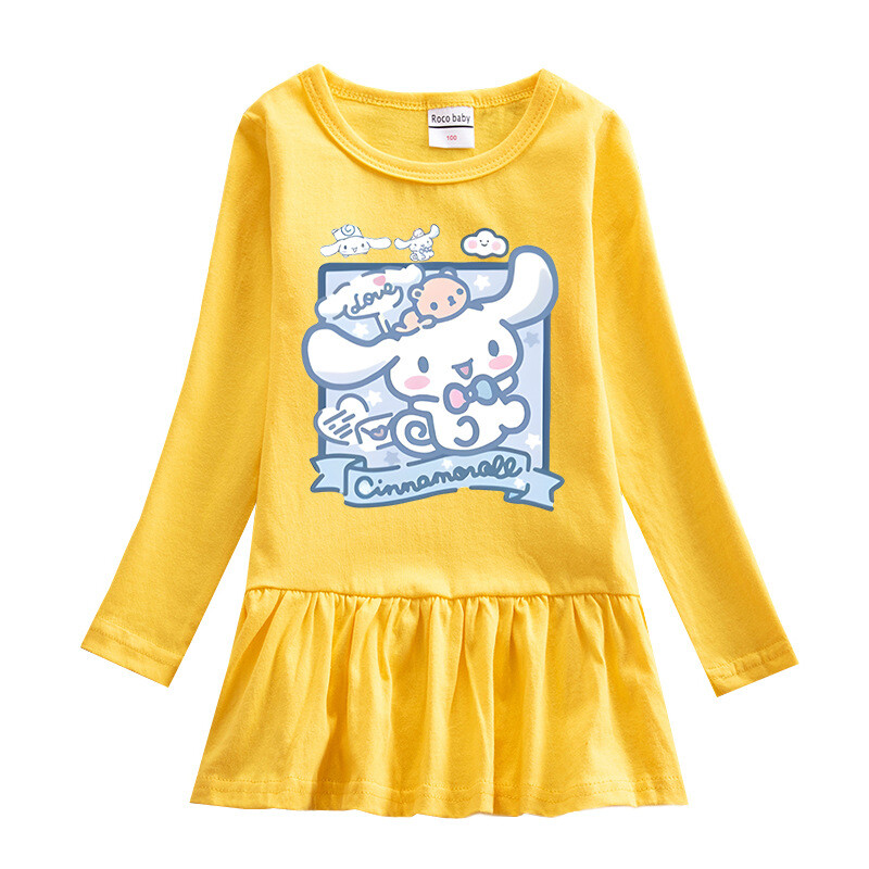 2024., nova korejska haljina za djevojčice za proljeće i jesen, crtana mrežasta suknja dugih rukava Dječja modna suknja princeze