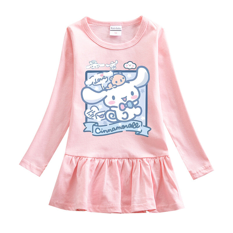 2024., nova korejska haljina za djevojčice za proljeće i jesen, crtana mrežasta suknja dugih rukava Dječja modna suknja princeze