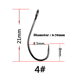 Риболовна кука от високовъглеродна стомана, шаранска кука, единични куки за примамка с халки за куки за примамка, лъжица и куки без боди Anzuelos 100 бр.