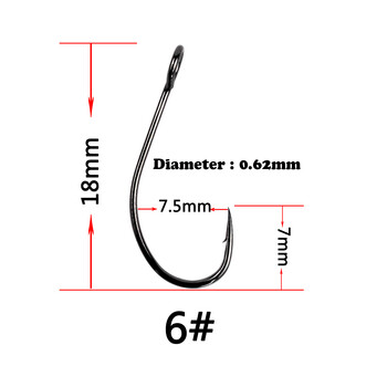 Риболовна кука от високовъглеродна стомана, шаранска кука, единични куки за примамка с халки за куки за примамка, лъжица и куки без боди Anzuelos 100 бр.