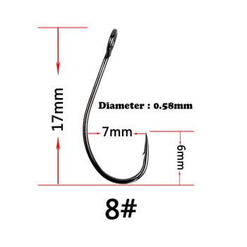 Риболовна кука от високовъглеродна стомана, шаранска кука, единични куки за примамка с халки за куки за примамка, лъжица и куки без боди Anzuelos 100 бр.