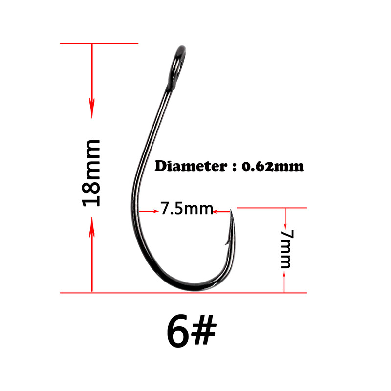 Ribolovna udica od čelika s visokim udjelom ugljika Udica za šarane Jednostruke udice za mamac s prstenastim udicama za žličare za mamce i udice bez bodlji Anzuelos 100 kom