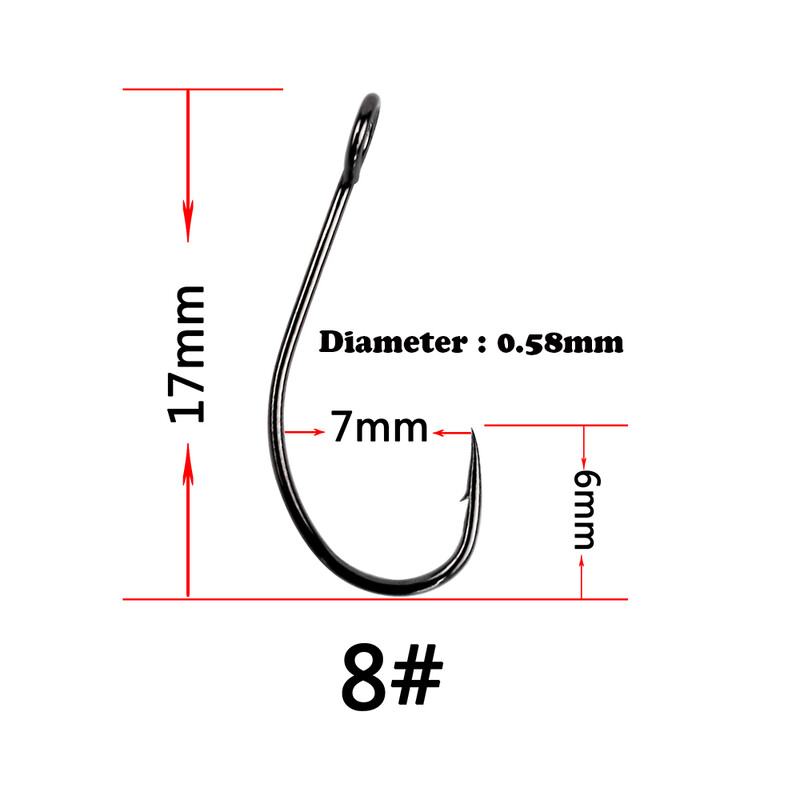 Ribolovna udica od čelika s visokim udjelom ugljika Udica za šarane Jednostruke udice za mamac s prstenastim udicama za žličare za mamce i udice bez bodlji Anzuelos 100 kom