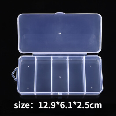 Prozirna vidljiva plastična kutija za ribolov s 5 odjeljaka Kutija za pohranu varalica za pecanje Alat za ribe 13*6 cm