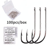 100 kom/kutija Ribarska udica s dugačkom drškom 1#-12# Ribolovne udice od visokougljičnog čelika s bodljikavim ivicama Posebne udice za mamac za ribolov na otvorenom