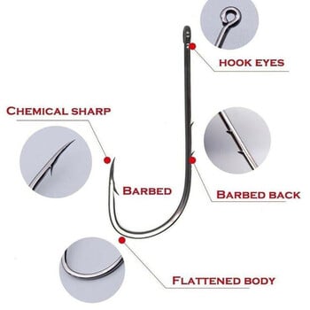 100 бр./кутия Риболовна кука с дълга дръжка 1#-12# Риболовни куки от високовъглеродна стомана с бодли за риболов на открито Специални куки за стръв