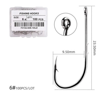 100 kom/kutija Ribarska udica s dugačkom drškom 1#-12# Ribolovne udice od visokougljičnog čelika s bodljikavim ivicama Posebne udice za mamac za ribolov na otvorenom