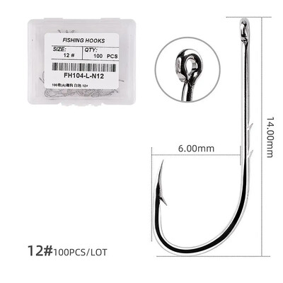 100 kom/kutija Ribarska udica s dugačkom drškom 1#-12# Ribolovne udice od visokougljičnog čelika s bodljikavim ivicama Posebne udice za mamac za ribolov na otvorenom