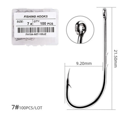 100 kom/kutija Ribarska udica s dugačkom drškom 1#-12# Ribolovne udice od visokougljičnog čelika s bodljikavim ivicama Posebne udice za mamac za ribolov na otvorenom