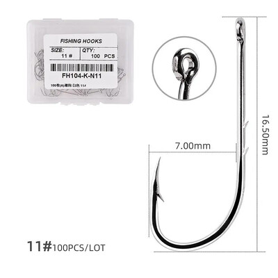 100 kom/kutija Ribarska udica s dugačkom drškom 1#-12# Ribolovne udice od visokougljičnog čelika s bodljikavim ivicama Posebne udice za mamac za ribolov na otvorenom