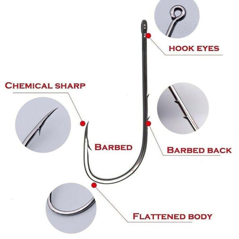 100 kom/kutija Ribarska udica s dugačkom drškom 1#-12# Ribolovne udice od visokougljičnog čelika s bodljikavim ivicama Posebne udice za mamac za ribolov na otvorenom