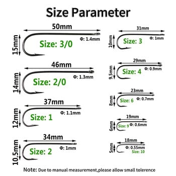Elllv 100 бр. #16 - #4/0 Aberdeen Long Shank Fine Wire Fishhook Куки за соленоводен сладководен риболов Sabiki Rig Streamer Fly Hooks