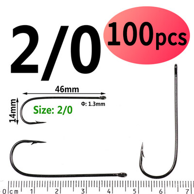 Elllv 100 komada #16 - #4/0 Aberdeen Long Shank Fine Wire Fishhook Udice za slanovodni slatkovodni ribolov Sabiki Rig Streamer Fly Hooks