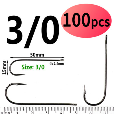 Elllv 100 komada #16 - #4/0 Aberdeen Long Shank Fine Wire Fishhook Udice za slanovodni slatkovodni ribolov Sabiki Rig Streamer Fly Hooks