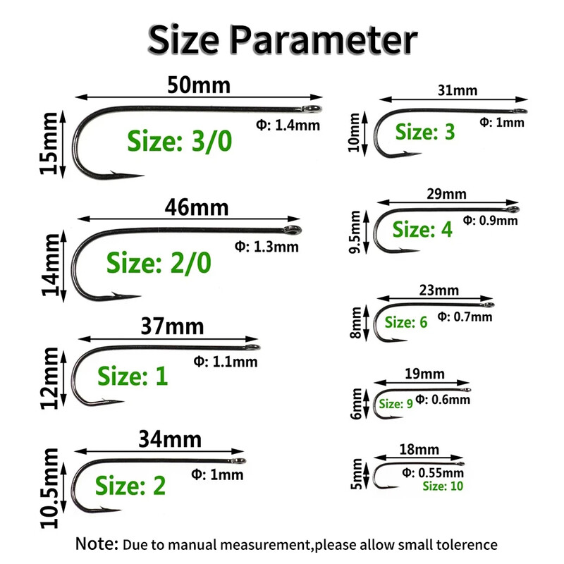 Elllv 100 komada #16 - #4/0 Aberdeen Long Shank Fine Wire Fishhook Udice za slanovodni slatkovodni ribolov Sabiki Rig Streamer Fly Hooks