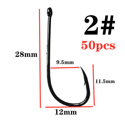 50 kom/lot Oštra dugačka drška, bodljikava udica za pecanje, morski crv, set jednokružnih udica za šarane, pribor za ribolov, udice protiv hrđe