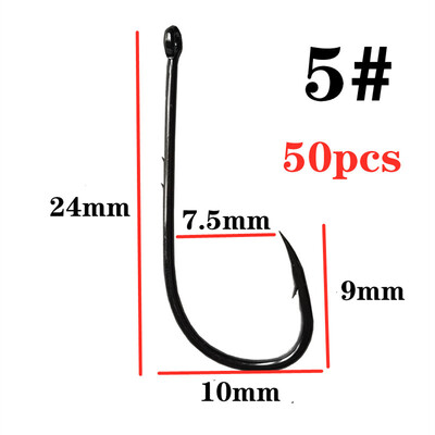 50 kom/lot Oštra dugačka drška, bodljikava udica za pecanje, morski crv, set jednokružnih udica za šarane, pribor za ribolov, udice protiv hrđe