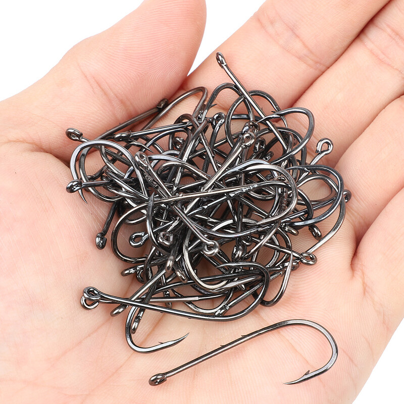 50 kom/lot Oštra dugačka drška, bodljikava udica za pecanje, morski crv, set jednokružnih udica za šarane, pribor za ribolov, udice protiv hrđe