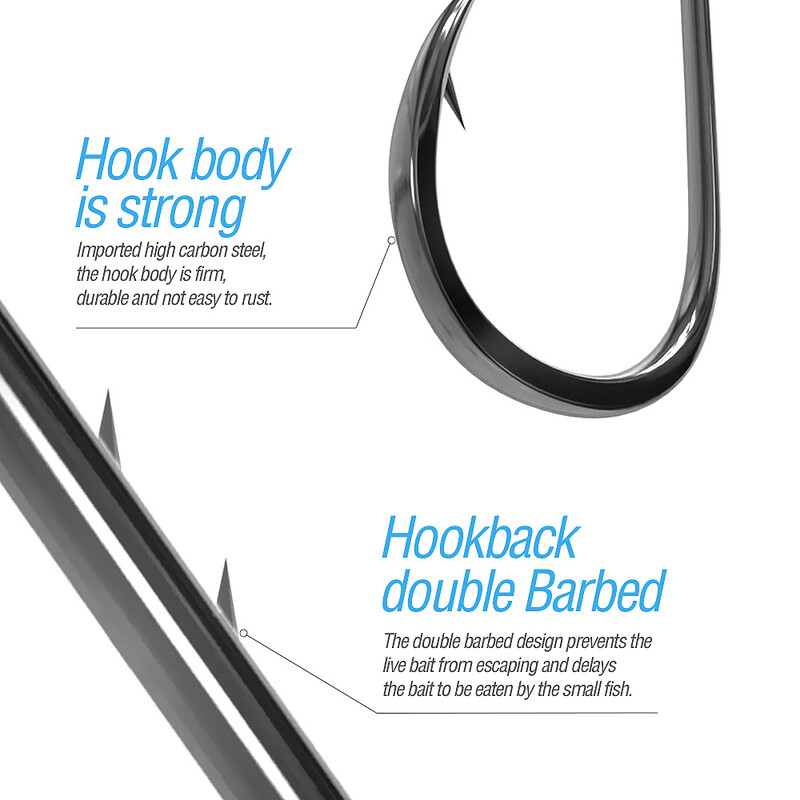 50 kom/lot Oštra dugačka drška, bodljikava udica za pecanje, morski crv, set jednokružnih udica za šarane, pribor za ribolov, udice protiv hrđe