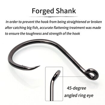 Lionriver Black Nickel Heavy Circle Hook High Carbon Steel Saltwater Fishing Offset Hook for Catfish Bass Snapper Perch Octopus