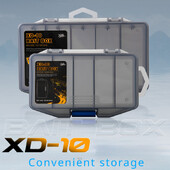 1 PC naujo stiliaus vandeniui atspari žvejybos reikmenų dėžutė su skaidriu dangteliu ir keliais skyreliais masalams ir priedams