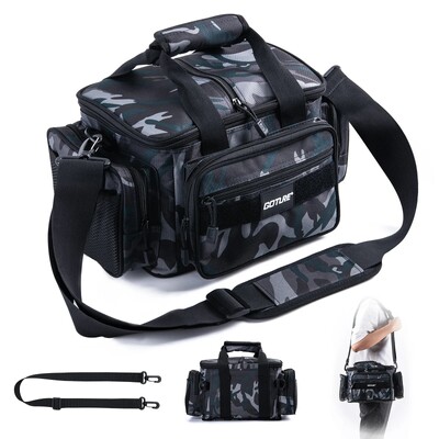 Goture žvejybos reikmenų krepšiai 38 * 23 * 19 cm pečių krepšys, didelės talpos 600D Oksfordo audinio lauko dviračių kuprinė stovyklavimo krepšys iškylai