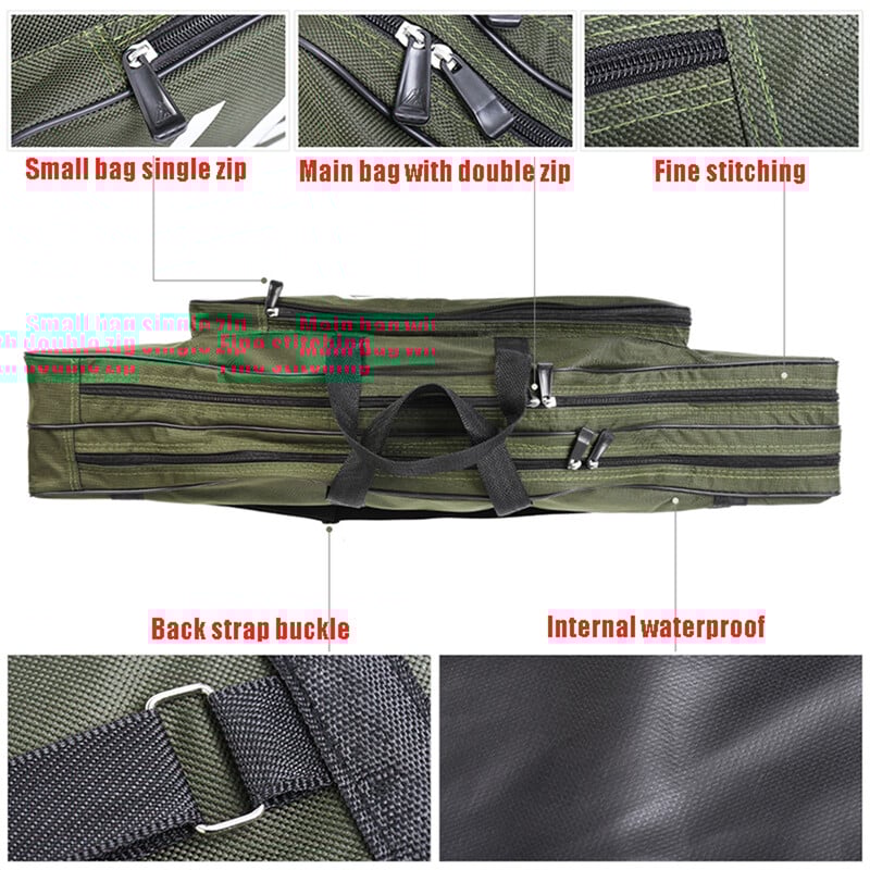 1 ks dvojvrstvová taška na morský rybolov s veľkým bruchom 80 cm/31,5 palca, skladacia taška na rybárske prúty a náčinie